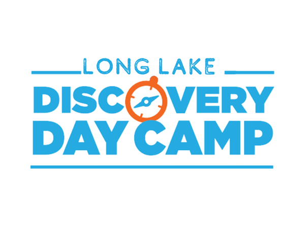 stylized text that says DISCOVERY DAY CAMP AT LONG LAKE